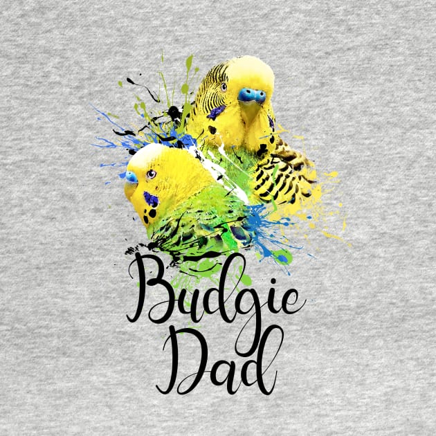 Color Splatter Budgie Parrot Dad White by BirdNerd